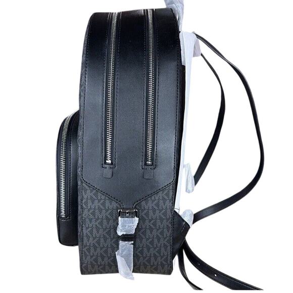 NWT Michael Kors Jaycee Large Backpack Logo MK Black Zip Pocket MSRP 558 - Picture 2 of 14